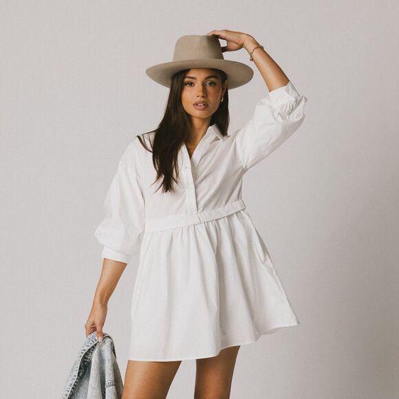 NWT English Factory puff sleeve collared mini dress oversized size medium - Picture 4 of 15